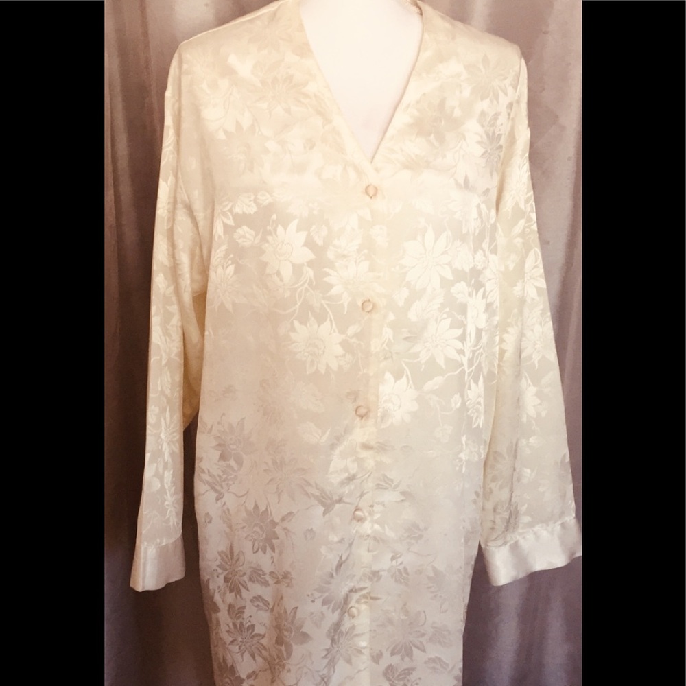 Erika Taylor Intimates M. Ivory,long sleeve kimono sleep shirt
